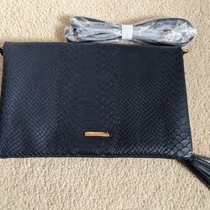 Gigi New York Rachel Fold-over Embossed python leather clutch